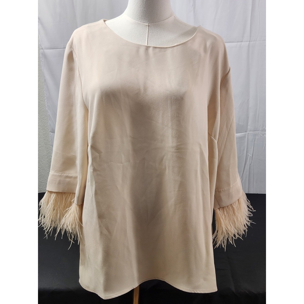 Ann‎ Taylor Feather Cuff 3/4 Sleeve Blouse Top Size 14 NWT